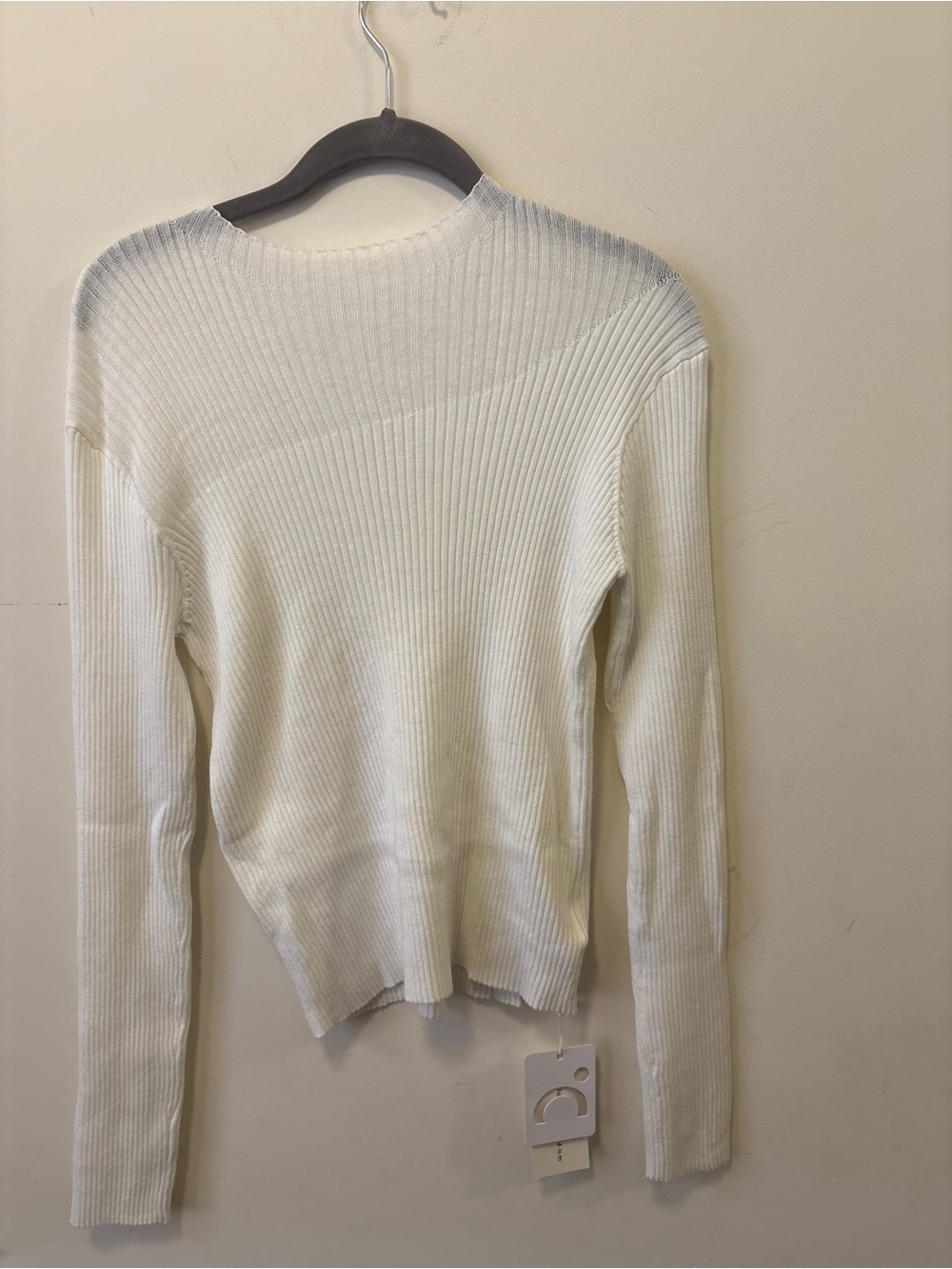 Commense Cream Ribbed Crewneck Sweater